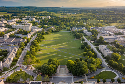 Aerial view of Virginia Tech campus by Rick Craig 