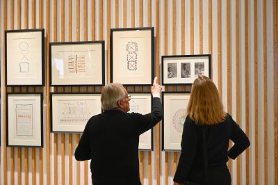 "Ideas + Examples: An Exhibition from the Lucy + Olivio Ferrari Archive" held in the Cowgill Lobby