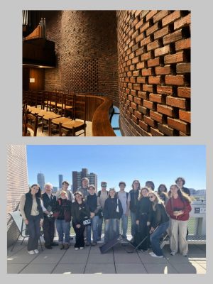 MIT Chapel by Eero Saarinen - photo by Marie Zenzie. The entire group on the roof terrace of Steven Holl's Simmons Hall dormitory on the MIT campus.