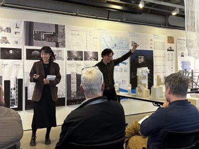 Stella Shin and Noah Freedman exuberantly present their project "The Veil," a gathering place to house a local shrine.